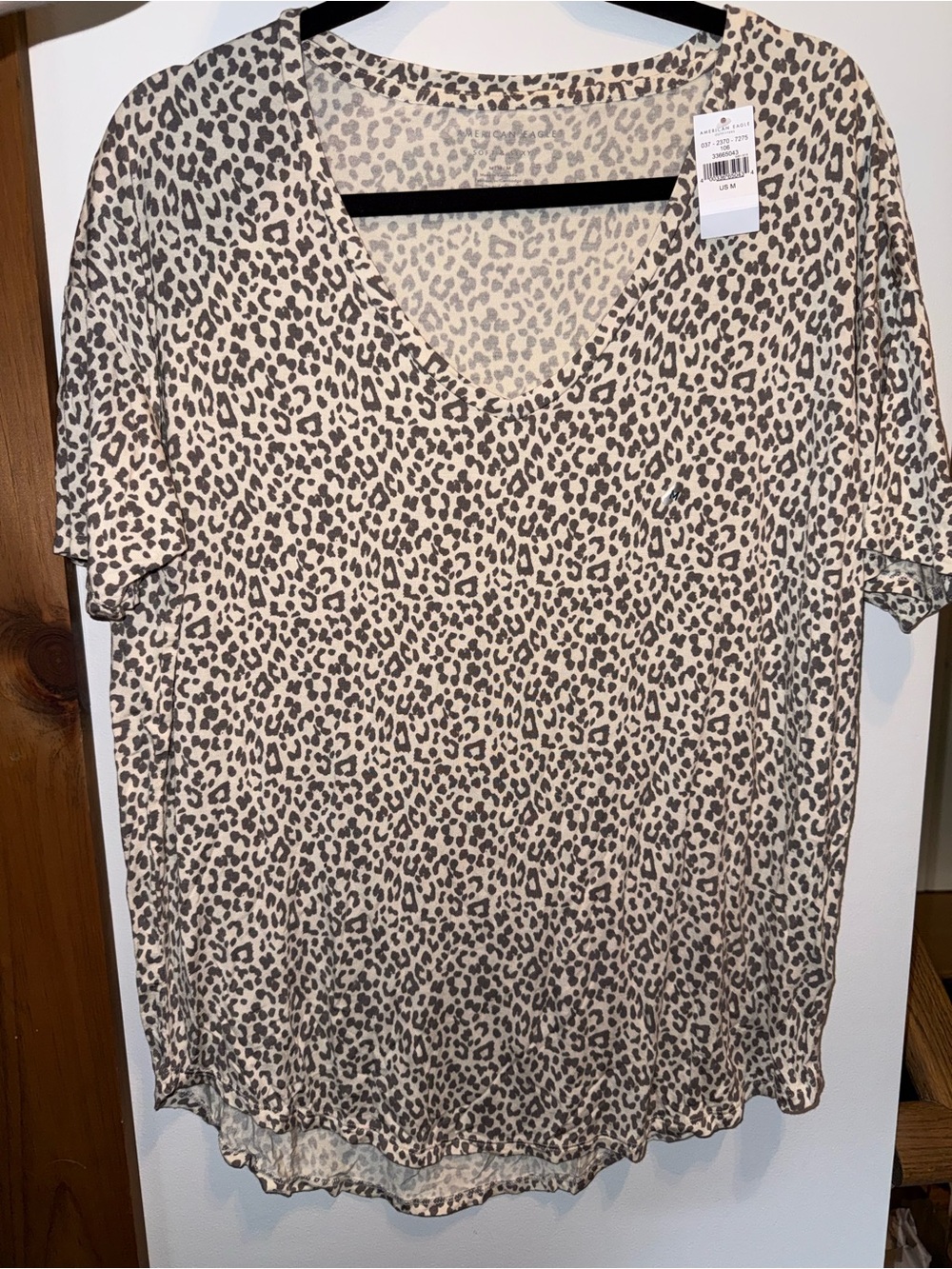 American Eagle Outfitters Leopard Print V-Neck Tee